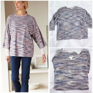 Pure Jill J Jill Sz XS Blue Blurred Striped Pocket Sweater Pocket Women Oversize